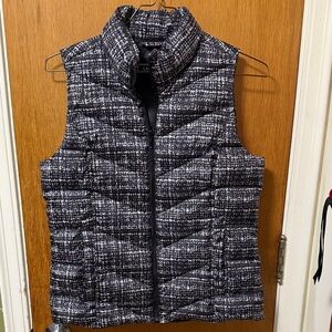 Lands' End Black and White Puffy Vest